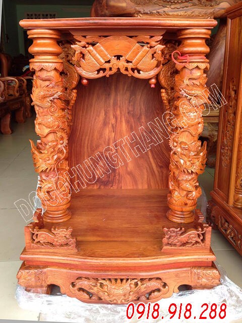 Bàn thờ gỗ hương đỏ cao cấp, Rộng 56cm x cao 81cm