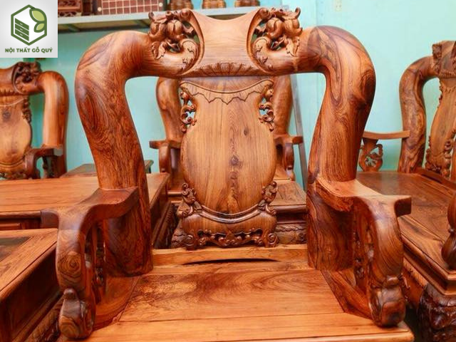 ghế đơn bộ ghế triện đào gỗ cẩm lai tay 16 -10 món